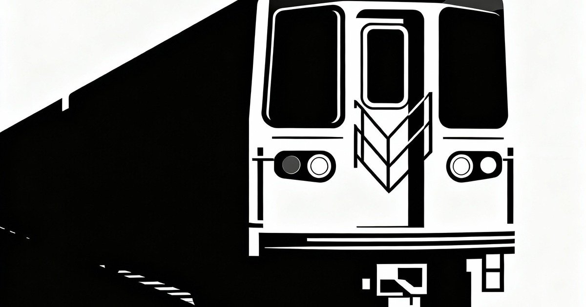 Chicago train illustration with an out-of-service motif.
