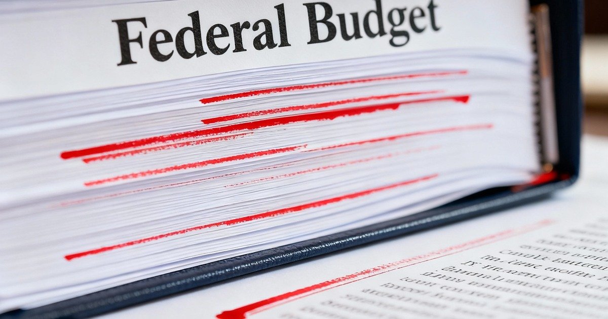 Budget binder with redlined pages.