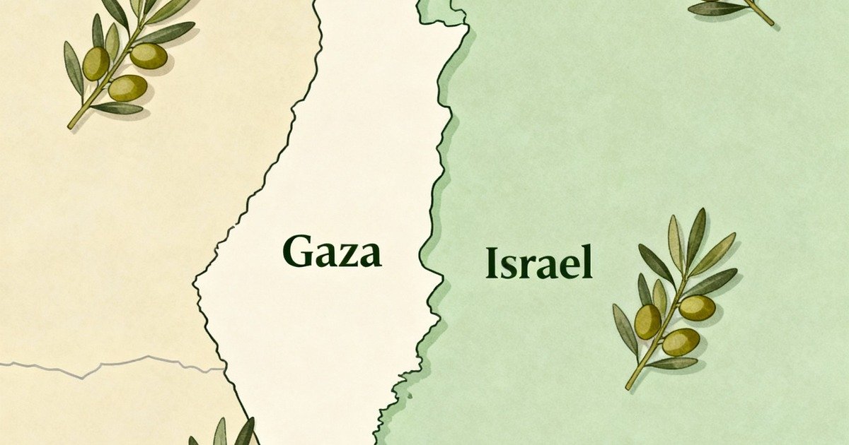 Regional map with peace symbolism.